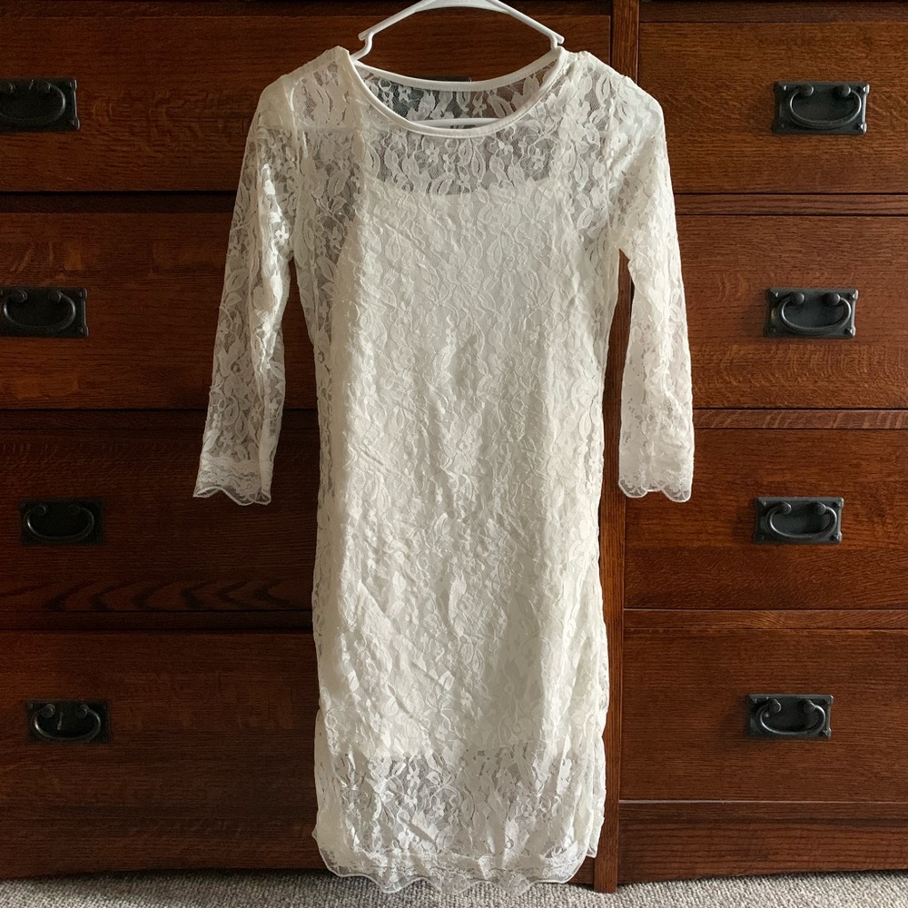 White Lace Dress with Slip
